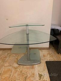 Tavolo porta computer in vetro temperato