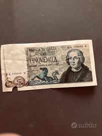 Banconota 5000 lire Cristoforo colombo
