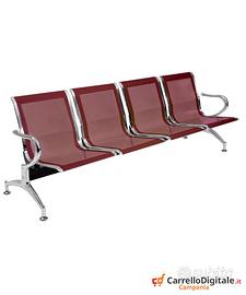 Panca per sala attesa 4 posti in acciaio Rosso