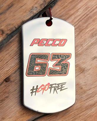 Piastrina Pecco Bagnaia Ducati in acciaio inox