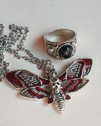 set collana falena e anello cordinato 
