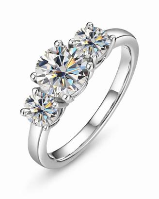 Anello Trilogy con Diamanti Moissanite