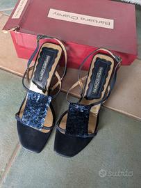 Sandali eleganti blu con paillettes 