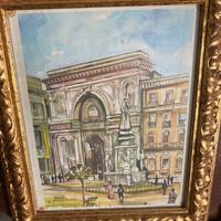 Quadro di Milano piazza scala acquarello stampa