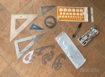 Squadrette, goniometro, compasso ecc.