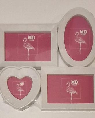 Set di 4 quadretti da parete Flamingo Bianco
