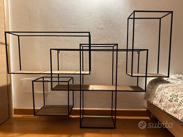 Libreria / scaffale a giorno-acciaio nero e legno