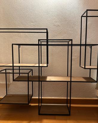 Libreria / scaffale a giorno-acciaio nero e legno