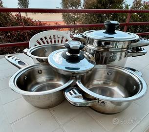 Batteria pentole Inox 7 pz Cromo lucido