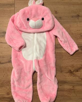 Vestito Carnevale Peluche Coniglietto rosa 6-9 mes