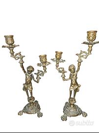  Coppia candelabri bronzo