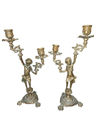  Coppia candelabri bronzo