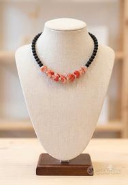 collana in ossidiana e corniola girocollo