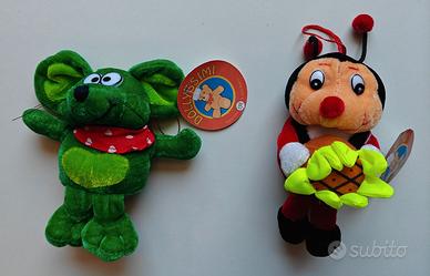 Peluche anni ’90. Topo Verde+Coccinella Portafort.