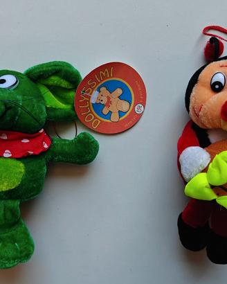 Peluche anni ’90. Topo Verde+Coccinella Portafort.