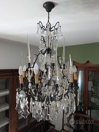 lampadario antico, in cristallo come nuovo