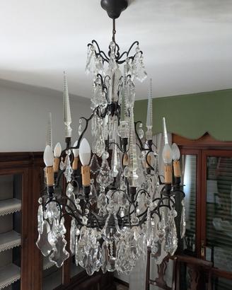 lampadario antico, in cristallo come nuovo