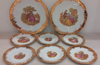 Servizio dolci per 6 pr Fragonard porcellana e oro
