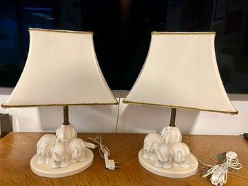 Coppia Di Abat-jour Vintage Famiglia di Elefanti