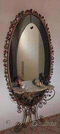 specchio con cornice in ferro battuto