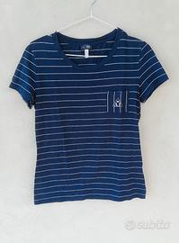 T-shirt donna Armani Jeans, tg S, vintage Y2K, blu