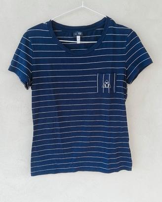 T-shirt donna Armani Jeans, tg S, vintage Y2K, blu