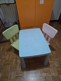 tavolino e due sedie per bambini