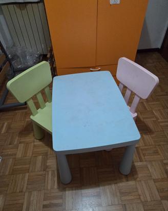 tavolino e due sedie per bambini