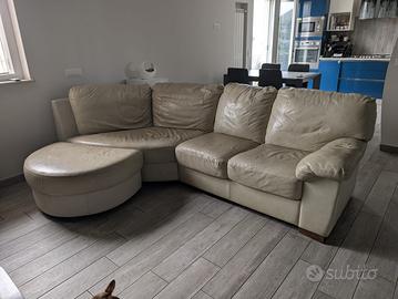 Divano angolare in pelle beige