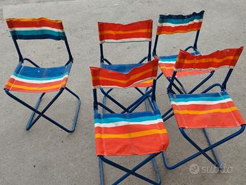 SET 5 SEDIE REGISTA RIPIEGABILI PICNIC VIAGGIO