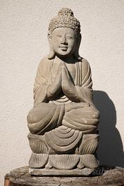 Statua Buddha Antico in Pietra Arenaria – 52 cm
