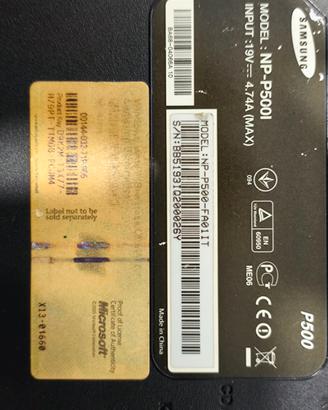 Componenti notebook Samsung P500 Fa01