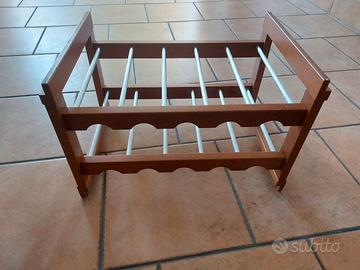 portabottiglie in legno e metallo 