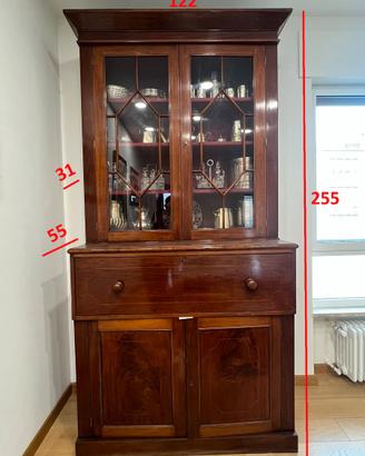 Libreria-credenza vittoriana in mogano