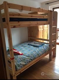 Letto a castello matrimoniale in legno Flexa