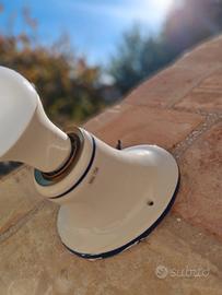 N.. 5 Portalampada  in ceramica con bordo blu 