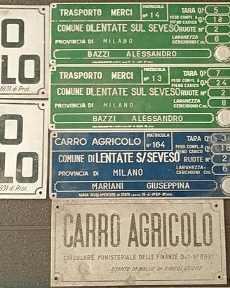 targhe carro agricolo 