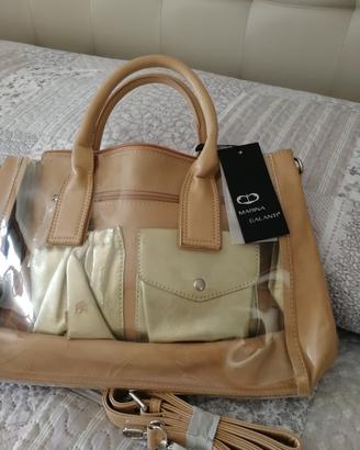 borsa con manici e tracolla 