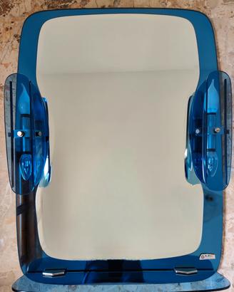 Specchio Vintage anni 60/70 - Cristallo Blu e Luce