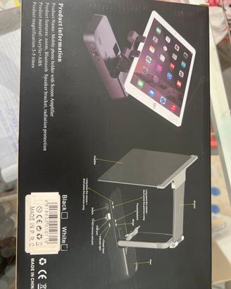 Mobile phone holder with screen amplifier