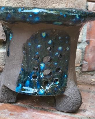 vaso in grès nero per neofinetia
