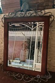 Specchio da parete vintage anni 80 con cimasa a 