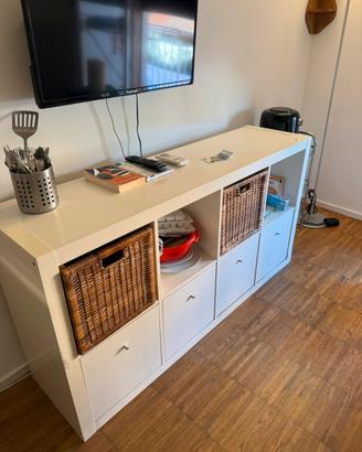 Scaffale/madia bianca 2x4 con cassetti e cestini