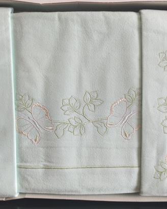 NUOVE Lenzuola felpate 2P matrimoniali ricamate