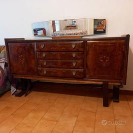 Comò anni ’50 con specchiera – piano in vetro