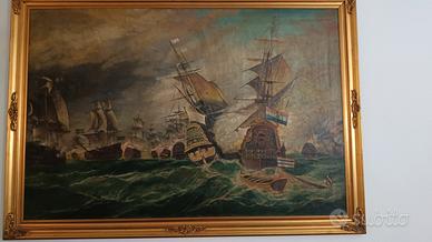 Grande dipinto Battaglia Navale Francesco Papaluca