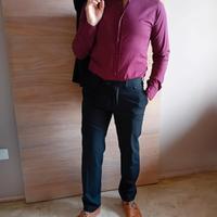 Camicia uomo in cotone elasticizzato colore borgog