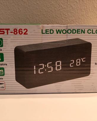 Orologio/sveglia - Led Wooden Clock