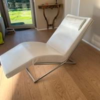 Chaise Longue FEG Italy in pelle bianca