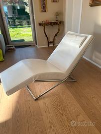 Chaise Longue FEG Italy in pelle bianca